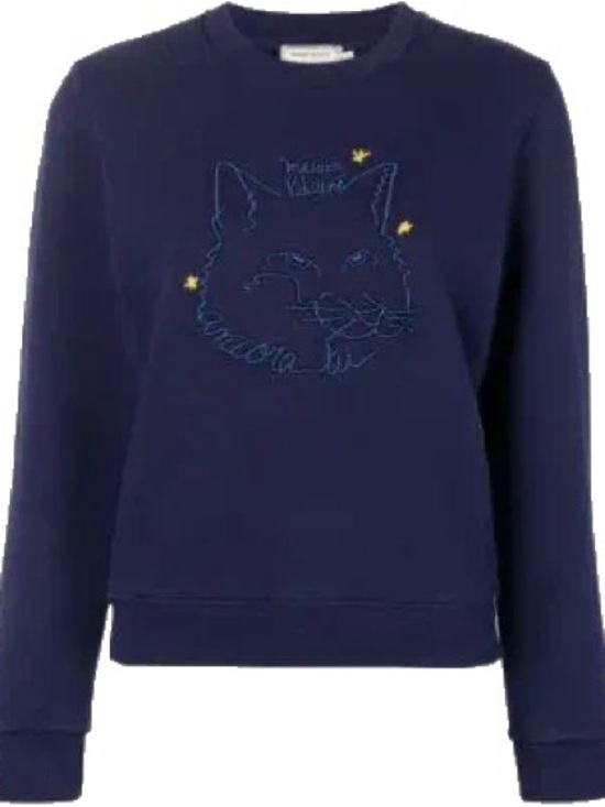MAISON KITSUNE Tops - Maison Kitsune Navy Embroidered Fox Sweatshirt